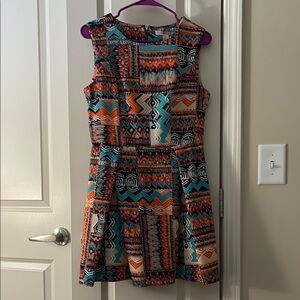 Forever 21 Multicolor Sleeveless Geometric Pattern Dress
